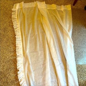 4 Sheer Rustic Cottage Ruffled White Curtains
